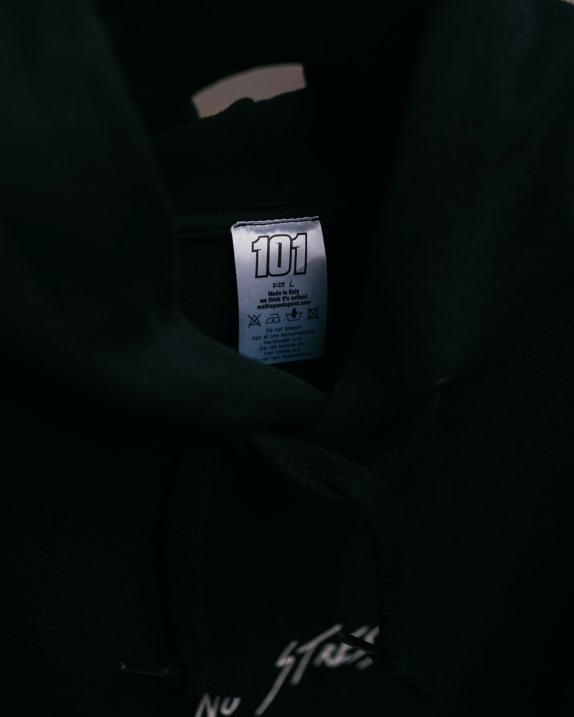 NO STRESS 101 Black Hoodie - Il mio negozio